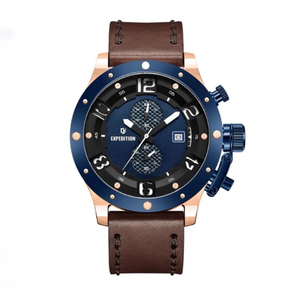 Expedition 6381 Rosegold Blue Brown Leather New MCLURBU1